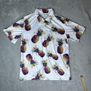 Obnoxious Golf Shirt Mens Medium Pineapple Loud Print Performance Polo